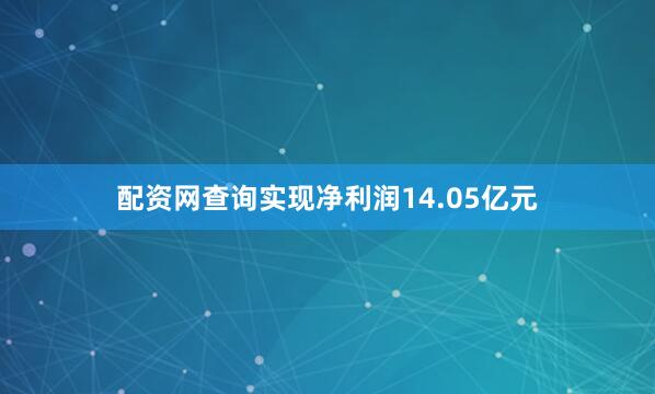 配资网查询实现净利润14.05亿元